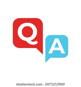 questions and answers icon. Speech bubbles for overlapping Q and A messages. FAQ ideas to solve problems.