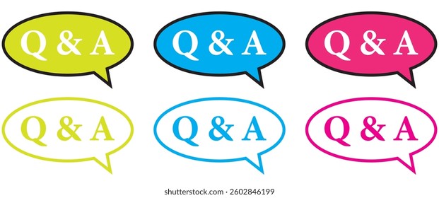 Questions and Answers icon. Speech bubbles for overlapping Q and A messages. FAQ ideas to solve problems.