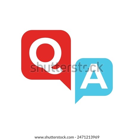 questions and answers icon. Speech bubbles for overlapping Q and A messages. FAQ ideas to solve problems.