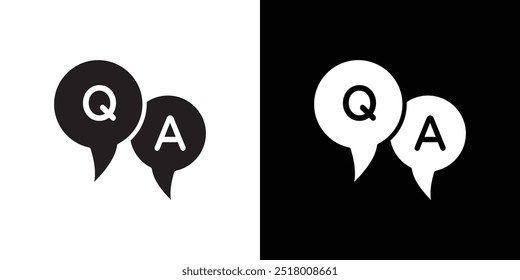 Questions and answers icon Vector flat thin line illustration