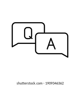 Questions and answers line icon with speech bubble for web template and app. Q and A letters. Vector illustration design on white background. EPS 10