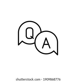 Questions and answers line icon with speech bubble for web template and app. Q and A letters. Vector illustration design on white background. EPS 10