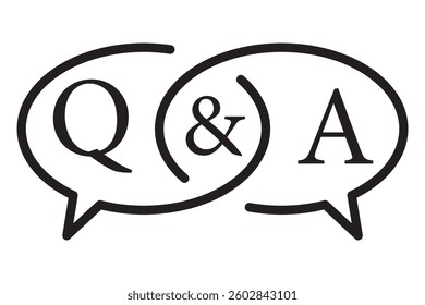 Questions and answers or Q And A speech bubbles Line art icon for apps and websites 