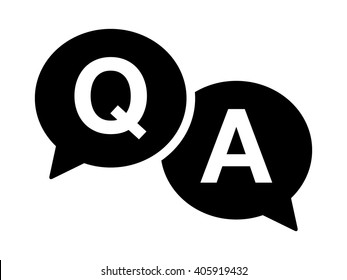 Questions & answers or Q&A speech bubbles flat vector icon for apps and websites