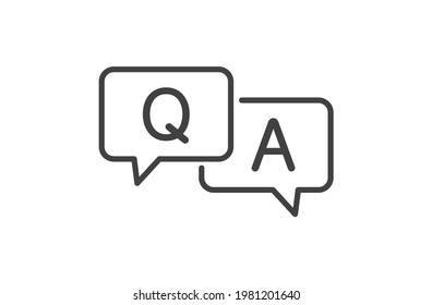 Preguntas y respuestas sobre el icono de la burbuja de voz. Q y A Firma sobre fondo blanco. Elemento de diseño para aplicaciones web y móviles. Ilustración del vector