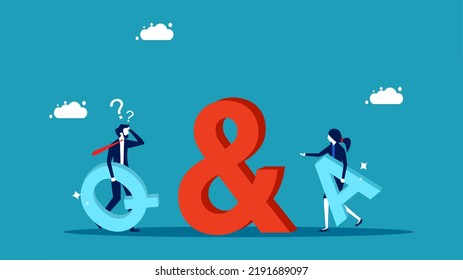 questions and answers symbol. Businessman standing with Q AND A symbol. business concept