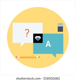 Questions and answers theme, flat style, colorful, vector icon set for info graphics, websites, mobile and print media.