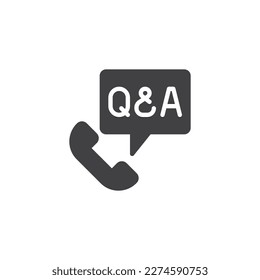 Questions and answers vector icon. Q and A phone filled flat sign for mobile concept and web design. Frequently asked questions glyph icon. Symbol, logo illustration. Vector graphics