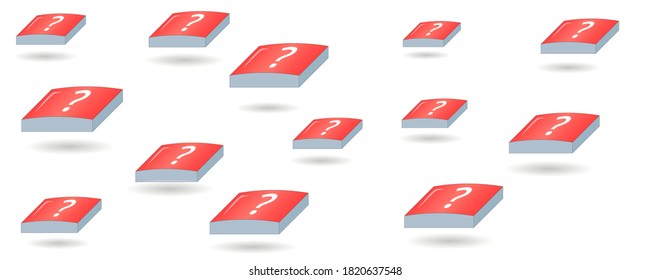 Questions banner. Vector illustration of questions in 3d keys for web, print, app design. Questionnaire and quiz design. Question conception