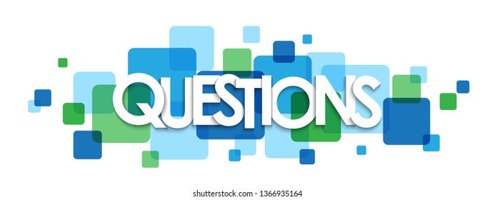 QUESTIONS blue and green typography banner