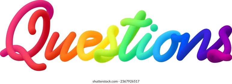 Cuestiona el texto fluido con líneas curvas dinámicas hechas de círculos coloridos mezclados. Ilustración vectorial.