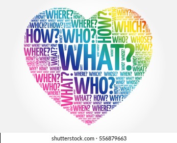 Questions heart, Question words business concept background