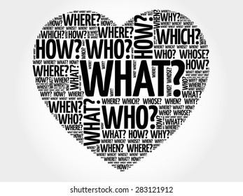 Questions heart, Question words vector concept