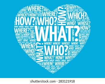 Questions heart, Question words vector concept