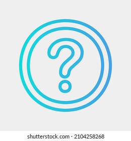 Icono de preguntas con estilo de degradado sobre medios sociales, uso para presentación de aplicaciones móviles de sitios web