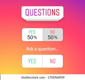 Questions icon, sign, sticker template. Web button YES or NO layout. Blogging. Social media instagram concept. Vector illustration. EPS 10