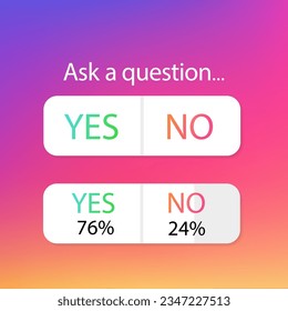 Questions icon, sign, sticker template. YES or NO web button layout. Blogging. Social media concept. Communication, reaction, comment, followers. Feedback concept. Vector illustration