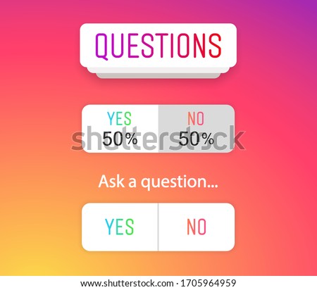 Questions icon, sign, sticker template. Web button YES or NO layout. Blogging. Social media instagram concept. Vector illustration. EPS 10