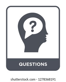 questions icon vector on white background, questions trendy filled icons from Brain process collection, questions vector illustration