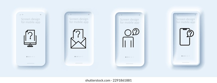 Questions icons set. Vector Set of Linear Icons Related to problematic issue, uncertainty and confusion.