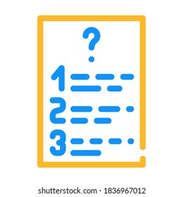 questions list color icon vector. questions list sign. isolated symbol illustration
