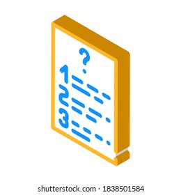 questions list isometric icon vector. questions list sign. isolated symbol illustration