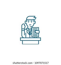 Questions on documents linear icon concept. Questions on documents line vector sign, symbol, illustration.