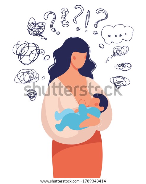 Questions Problems Breastfeeding Woman Child Her Stock Vector (Royalty ...