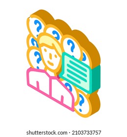 preguntas para el vector de icono isométrico del vendedor. preguntas para la firma del vendedor. ilustración de símbolo aislado
