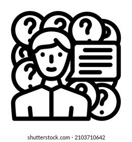 questions for seller line icon vector. questions for seller sign. isolated contour symbol black illustration