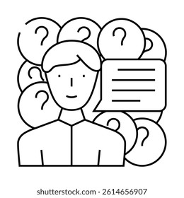 questions for seller line icon vector. questions for seller sign. isolated contour symbol black illustration