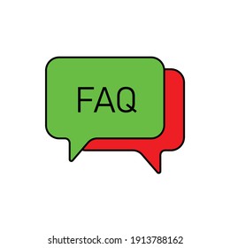 Questions Speech Bubble Icon. Faq Chat Vector Symbol