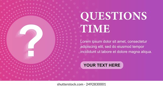 questions time purple pink gradient background vector design