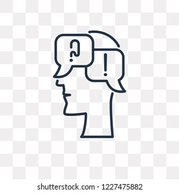 Questions vector outline icon isolated on transparent background, high quality linear Questions transparency concept can be used web and mobile
