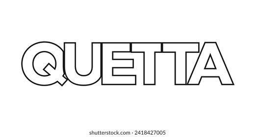 Quetta in the Pakistan emblem for print and web. Design features geometric style, vector illustration with bold typography in modern font. Graphic slogan lettering isolated on white background.