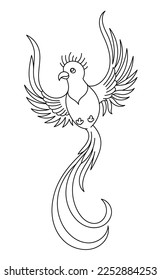 Quetzal bird. Editable outline stroke. Vector line illustration.