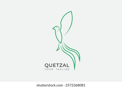 Quetzal bird logo design, simple and minimalist quetzal bird silhouette logo, quetzal line logo