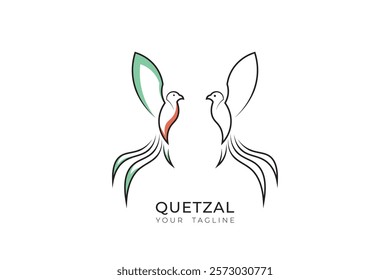 Quetzal bird logo design, simple and minimalist quetzal bird silhouette logo, quetzal line logo