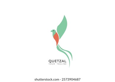 Quetzal bird logo design, simple and minimalist quetzal bird silhouette logo, quetzal line logo