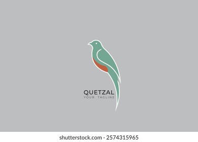 Quetzal bird logo design, simple and minimalist quetzal bird silhouette logo, quetzal line logo