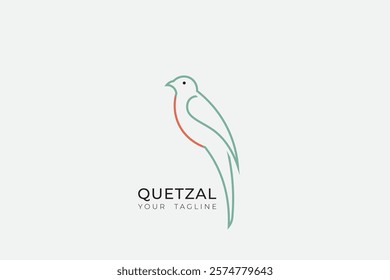 Quetzal bird logo design, simple and minimalist quetzal bird silhouette logo, quetzal line logo