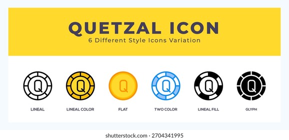 Quetzal icon set with different styles. Design elements for logo. Vector illustration.