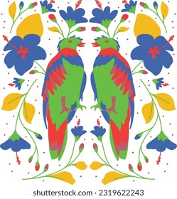 Quetzal Otomi-Style Pattern Symmetry Design