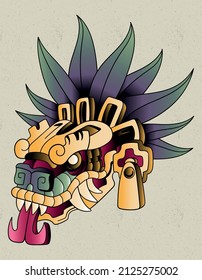 quetzalcoatl head mexican god design