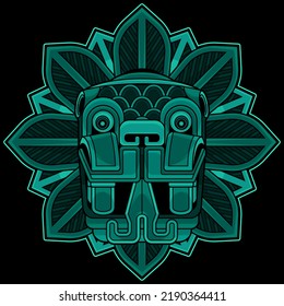 quetzalcoatl head mexican god, vector EPS 10