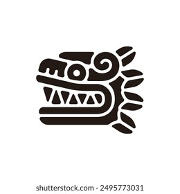 Quetzalcoatl icon. Flat silhouette version.