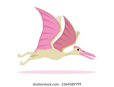 Quetzalcoatlus Dinosaur Cartoon Character Vector Illustration