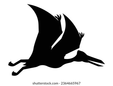 Vector de silueta de dinosaurio Quetzalcoatlus aislado en fondo blanco