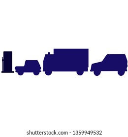 The queue of cars at the gas station vector graphics