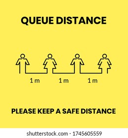 Queue distance icon, please keep a safe distance design illustration